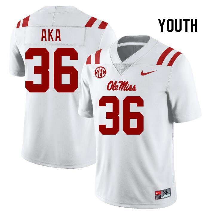 Youth #36 Joshua Aka Ole Miss Rebels College Football Jerseys Stitched Sale-White